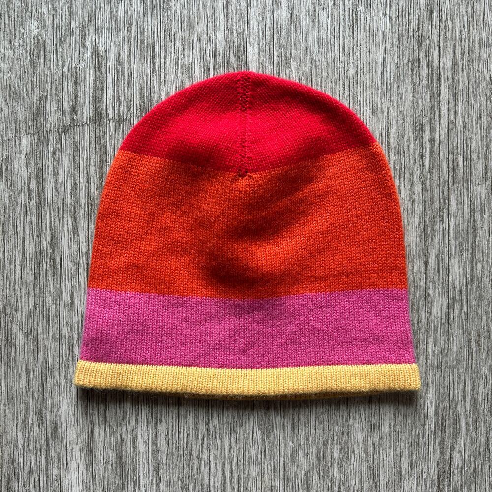 Isaac Mizrahi for Target Red/Orange/Pink/Yellow Striped Cashmere Beanie One Size